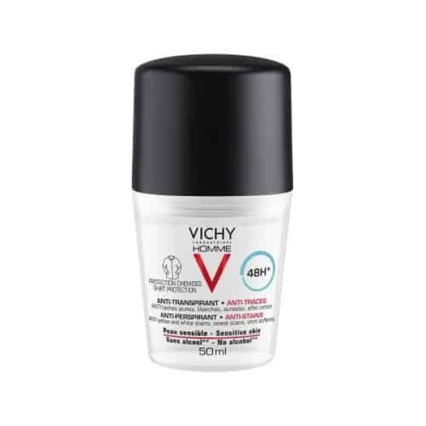Vichy Homme 48HR Anti-Perspirant Deodorant Anti-Marks Мужской дезодорант-антиперспирант защита от пятен 48ч